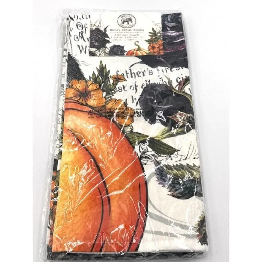 NWT Michel Design Works Halloween Kitchen Towel Set Of 2